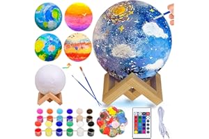 Ulikey Lampada Luna Kit Pittura Bambini, DIY Moon Lamp Kit Disegno Bambini Giocattoli con Pennelli, RGB 16 Couleurs 3D Luci Notturne, Set Pittura Lavoretti Creativi Natale Regalo per Bambina 6-12 Anni