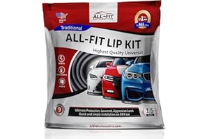 HOMRY Kit de lèvre ALL-FIT d'origine, lèvre de spoiler universelle, lèvre de spoiler la plus durable à coller et à visser, spoiler avant tuning, lèvre en caoutchouc, 3M, 2,7 m, couleur noire, taille L 8,9