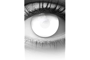 MERALENS Farbige Kontaktlinsen Halloween weiß BLIND WHITE ZOMBIE, 2 Stück (1 Paar), Ohne Sehstärke, Nur 60% Sehvermögen
