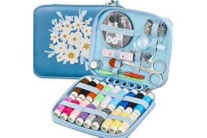 BOBODE Mini Sewing Kit Professional Basic Sewing Supplies Set with Floral Pattern Travel Carry Case for Adults, Emergency, Home Beginners