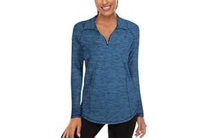 Akiooue Womens Long Sleeve UPF 50+ Running Tops 1/4 Zip Gym Sports Workout Cycling Golf Shirts