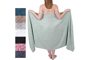 ‎BETZ Betz Badetuch XXL 100x200 cm – 1 Stück – Saunatuch & Strandtuch aus 100% Baumwolle, 360 g/m² – saugstark & weich – großes Handtuch mit Aufhänger – Serie Berlin – Farbe Jade