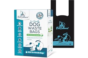 PetCellence 300 Poo Bags - Your Dog’s Doo-Doo Deserves the Best! Extra-Thick, Biodegradable Dog Poop Bags with Handy Tie Handles - Because Who Needs Messy Surprises?