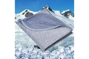 HOMFINE Cooling Blanket for Night Sweats Cool Throw Blanket with Japanese Q-max>0.45 Double-sided Cooling Fiber Lightweight Soft Blanket for Summer Absorb Heat and Stay Cool, Blue, 150x200cm