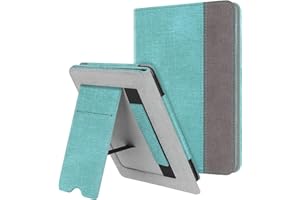 FINTIE Custodia per 6" Kindle Paperwhite (10ª generazione 2018 & All Generazione 2012-2017) - Premium PU Stand Cover Protettiva Card Slot e Hand Strap con Funzione Auto Sveglia/Sonno, Denim Turquoise