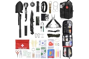 VICHIRSKIT Kit de Survie d'urgence en Plein air, 38 en 1 avec Kit de Premiers Secours de Survie avec pour Hommes Camping, Pince Pliante, Voyage Aventure, Randonnée, Aventure en Plein Air