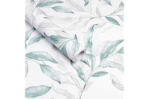 Abyssaly Papier Adhésif pour Meubles Feuilles Vertes Papier Peint 44cm x 300cm Imperméable PVC Vinyle Autocollant Film pour Mur Cuisine Salle de Bain Comptoir