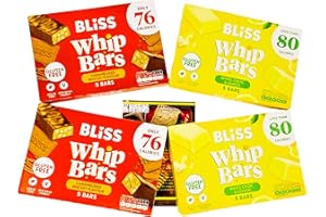 Bliss Whip Bars Gluten Free Snack Bundle – 2x Caramelised Biscuit & 2x White Chocolate Lemon (20 Bars Total) – Low Calorie Chocolate Snack Bars for Healthy Eating, Kitchen Fella 14-Day Challenge