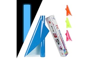 VEGIXO Heat Transfer Vinyl Blue – Glow in Dark 12inch x 8 Feet Iron on Vinyl Roll for Cricut & Cricut Heat Press,HTV Vinyl is Easy to Cut & Weed