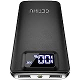 GETIHU Power Bank, LED Display 10000mAh Portable Charger, 4.8A 2 USB Ports High-Speed Battery Pack with Flashlight, Compatibl