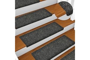 Goliraya Self-adhesive Stair Mats Stair Treads Stair Carpet 15 pcs Needle Punch 65x25 cm Grey