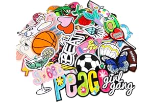 AUGSUN Aufnäher Patches, 60 Stück Patches zum Aufbügeln DIY Aufnäher zum Aufbügeln Zufällig Flicken zum Aufbügeln Kinder Bügelbilder für Rucksäcke Hosen Kleidung Jeans Jacken Hüte