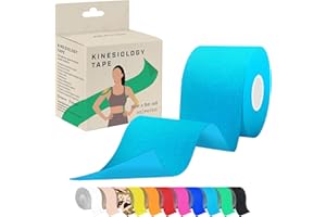KG PHYSIO Kinesiology Tape 5m Roll - Sports K Tape for Knee/Muscle Support - Adhesive Uncut Sports & Physio Tape to Improve Blood Circulation, Swelling, Pain-Relief (Light Blue)