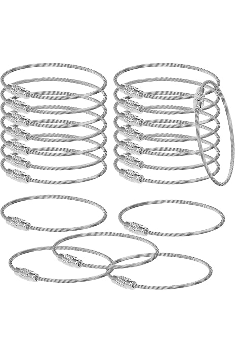 63 Câbles Porte-Clés Métalliques - Acier Inoxydable PVC - 7 Couleurs - 15cm