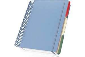 Yarotm Cuaderno A4 Cuadriculado - Espiral Libretas A4 23.5x29.8cm - 90GSM Bloc de Notas Cuadricula - 120 Hojas/240 Páginas Espiral Cuaderno de Notas A4 - Notebook Viaje Diario, Azul Gris