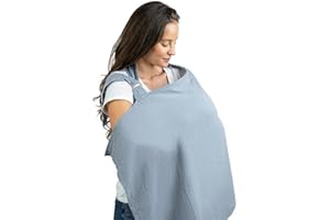 Comfy Cubs - Funda de muselina para lactancia materna, suave y transpirable, de algodón para mamá, con aro rígido para maternidad, delantal de lactancia (azul pacífico)