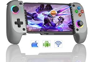 HELLCOOL Mobile Gaming Controller for iPhone & Android,Wireless Game Controller for Xbox/Steam/GeForce Now/MFi Apple Arcade/Roblox,with Hall Effect Joystick/RGB-Grey
