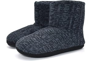 KuaiLu Tricoté Laine Chaudes d'intérieur Homme Chaussons Bottes Pantoufles Velours Mousse à Mémoire Doublure en Semelle Antidérapante
