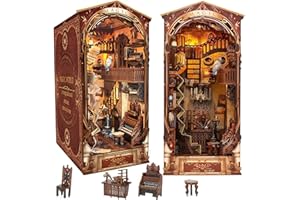 QURXUANWE Book Nook Kit DIY Mondo Magico con Luce LED e Coperchio Antipolvere, Fermalibri Puzzle Legno 3D Miniature Regali Creativi,Decorazione Inserto Libreria Librerie Casa Delle Bambole per Adulti Adolescent