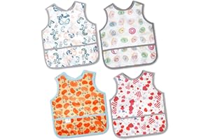 Joyo roy Bibs with Sleeves for Girls 4Pack Baby Bib Waterproof Bibs Baby Bibs for Weaning 12-24 Months waterproof bibs baby girl baby apron for feeding