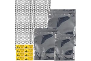 Larcenciel Antistatische Beutel Set, 30 Wiederverschließbare Antistatikbeutel in Verschiedenen Größen + 25 ESD Abschirmbeutel mit Öffnungen + 30 Etikett, Antistatische Tüten für Computerzubehör