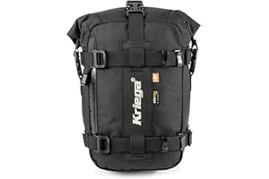 Kriega Bolsa Trasera para Motocicleta, Bolsa para depósito de Combustible, Impermeable, Unisex, Multiusos, para Todo el año, Nailon, Negro, Negro, 5 lt.