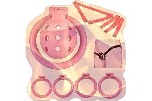 Adjustable Lightweight Male Chastity Cage with 4 Rings -YA28SE (Pink:B)