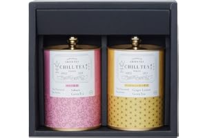 Un Coffret-cadeau de Thé Aromatisé par CHILL TEA Tokyo - Thé Vert 100% Japonais en Feuilles - Sakura (100g Feuilles), Gingembre Citron (100g Feuilles)