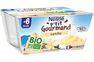 P'tit Gourmand BIO Nestlé Bébé - Vanille - Laitage dès 6 Mois - 4X90g