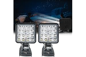 Nizirioo Lampa akumulatorowa do Makita: 2 sztuki LED reflektor budowlany 18 V 27 W lampa robocza akumulator reflektor budowlany z 16 bardzo jasnymi koralikami, lampa plac budowy, latarka do prac