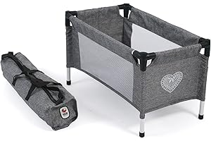 Bayer Chic 2000 652-76 Travel Cot for Baby Dolls, Jeans Grey