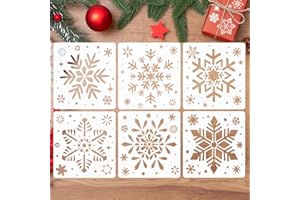 FainFun Stencil Natale Piccoli, 6 Pezzi Fiocco di Neve Grande, Modello per Natale, Inverno, Vacanze, Porte e Finestre, Biglietti di Auguri (20*20cm)(B)