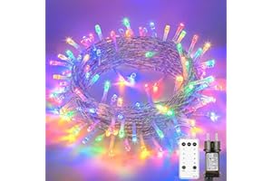 Litark Guirlande Lumineuse Sapin de Noel,20M 200 LED Lumières de Noël Intérieur et Extérieure Électrique avec Télécommande 8 Modes Minuterie Etanche Fil Lumineux Décoration Chambre(Multicolore)