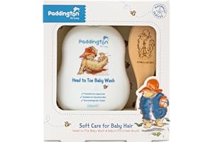 Paddington Baby - Soft Care for Baby Hair Gift Set - Head to Toe Baby Wash and Embossed Baby 1st Hair Brush - Award Winning