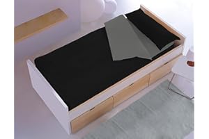 FM TEX Saco Nórdico Cremallera con Relleno Liso (20 Colores a Escoger) (Cama 80 cm, Negro-Antracita)