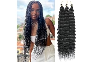 MLETULIPS Ocean Wave Crochet Hair Extensions Deep Wave Braiding Crochet Hair Soft Synthetic Curly Braiding Crochet Hair for Black Women (22 inch (pack of 3）, 1B)