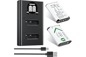 ENEGON NP-BX1 Batterie (Pack de 2 1300mAh) et kit de Chargeur LCD compatibles avec Sony NP-BX1 et Sony ZV-1, Cyber-Shot DSC-RX100, DSC-RX100 II/III/M4/M5/M6/M7/Ⅳ/Ⅴ/Ⅵ/Ⅶ/VA, DSC-RX100M II, HDR-CX405