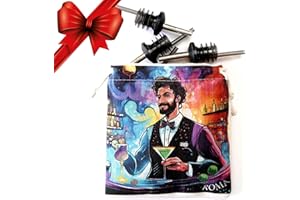 Kidia Metal Pour – Kit 10 Versatori Acciaio Inox - Tappi Universali con Guarnizione in Gomma, Flusso Calibrato 157 BPM, Lavabili in Lavastoviglie | Cocktail Set Barman/Bartender | (1, Roma)