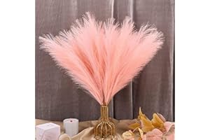 VIDSTW 30 Pezzi Pampas Rosa Artificiale Pink Pampas Decorative Alte 55 cm Finti Soffici e Soffici Erba di Pampa Decorativa per Matrimonio Soggiorno Boho Arredamento Casa