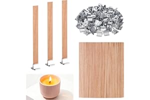 MICHIHOMIE 80 Mechas de Madera para Velas, Mecha para Velas con Bases de Metal de Apoyo, Accesorios para Hacer Perfumadas a Mano