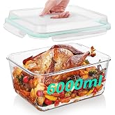 DeJivsin 6 Litre Large Glass Containers with Lid, Airtight Freezer Safe, Glass Food Containers, Large for Chicken, Turkey, Me