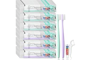 LOMGWUMY Set di spazzolini da denti usa e getta, dentifricio e dentifricio, da viaggio, con plettri per filo interdentale, confezionato singolarmente, 2 colori, adatto per hotel, casa, viaggi (PACK-200)