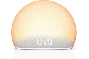 DOUMOSH Réveil lever du soleil avec bruit blanc - Sonore et lumineux pour chambre - 20 aides au sommeil apaisantes - Réveil naturel - Affichage variable - Sans