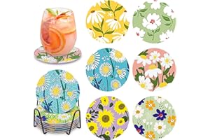 MOGTAA Peinture Diamant Dessous de Verre, 6PCS Kit Diamond Painting Fleurs, DIY Paysage De Soleil sous-Verres Art de Diamant avec Support, Kits de Peinture Diamant pour Adulte Enfants