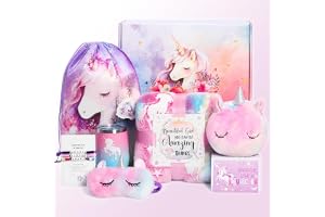 Unicorn Gifts for Girls Age 4-10,Unicorn Gift Toys Set with Unicorn Blanket Bag Eye Mask and Bracelets for Girls,New Year Birthday Children's Day Gifts