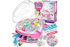 Dkinghome Girls Nail Art Kit Kids, Kids Nail Polish Sets for Girls Toys Age 6 7 8 9 10 11 12, Girl Nails Varnish Sets, Nails Salon Craft Kits for Girl Birthday Christmas Presents Gifts