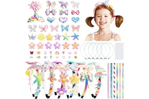 Anyfirst 6-Stück Bastelset Kinder Haarreifen Mädchen, Meerjungfrauen Haarreif Selber Machen Kinder, Geschenke für Haarschmuck Mädchen, Geburtstagsgeschenk für 5 6 7 8 9 10 Jahre Mädchen（Nixen）