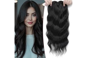 Lasunork Hair Toppers for Women Wavy Curly Clip Hair Topper Clip in Fringe Hand-Tied Lace Hairpieces for Women(18 Inch, Natural Black)