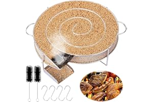 WELLXUNK Kaltrauchgenerator Räucherschnecke, Rund Edelstahl Rauchgenerator, Rund Kaltrauchgenerator mit Bürste & Haken, Edelstahl Kaltraucherzeuger für Kugelgrill Smoker und Räucherofen (Mehrweg)