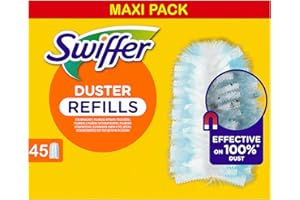 Swiffer Duster Plumeau Recharges, 45 Unités, Capture Poussière, Saleté, Poils et Allergènes, Efficace Contre 99.9% des Poussières, même dans Les Coins Difficiles, Manche Vendu séparément